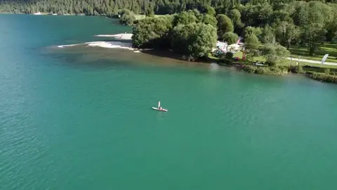 Aerial view of Spirit Lake in North Idaho from the Preferred Plumbing Solutions hero video